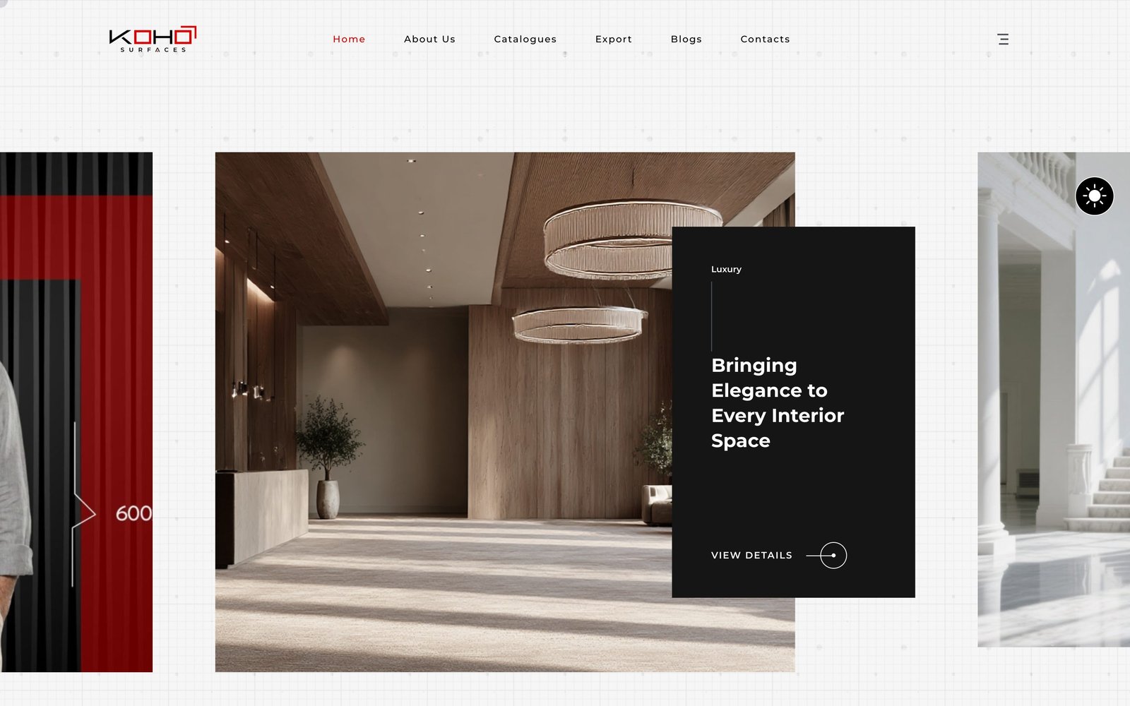 Koho Surfaces home page with the headline Bringing Elegance to Every Interior Space