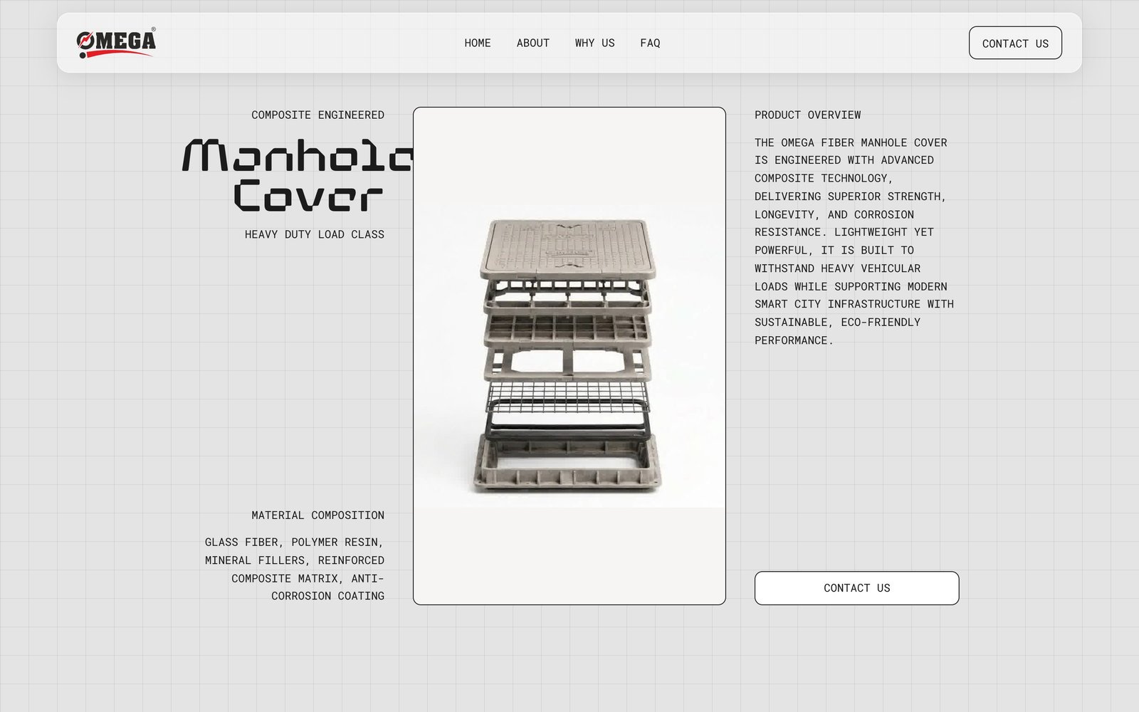 Exploded view of the manhole cover layers during scroll
